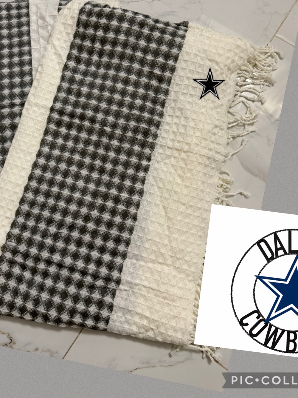 Dallas Cowboys Waffle Weave grey & White Throw Blanket with Star Accent by North
